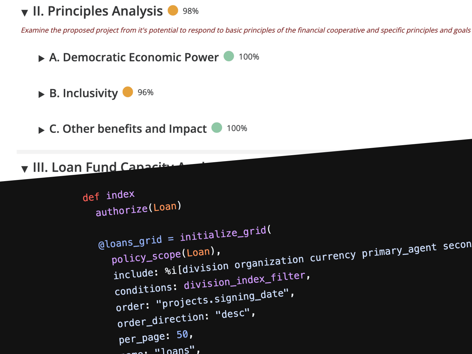 Code overlaid on a screenshot