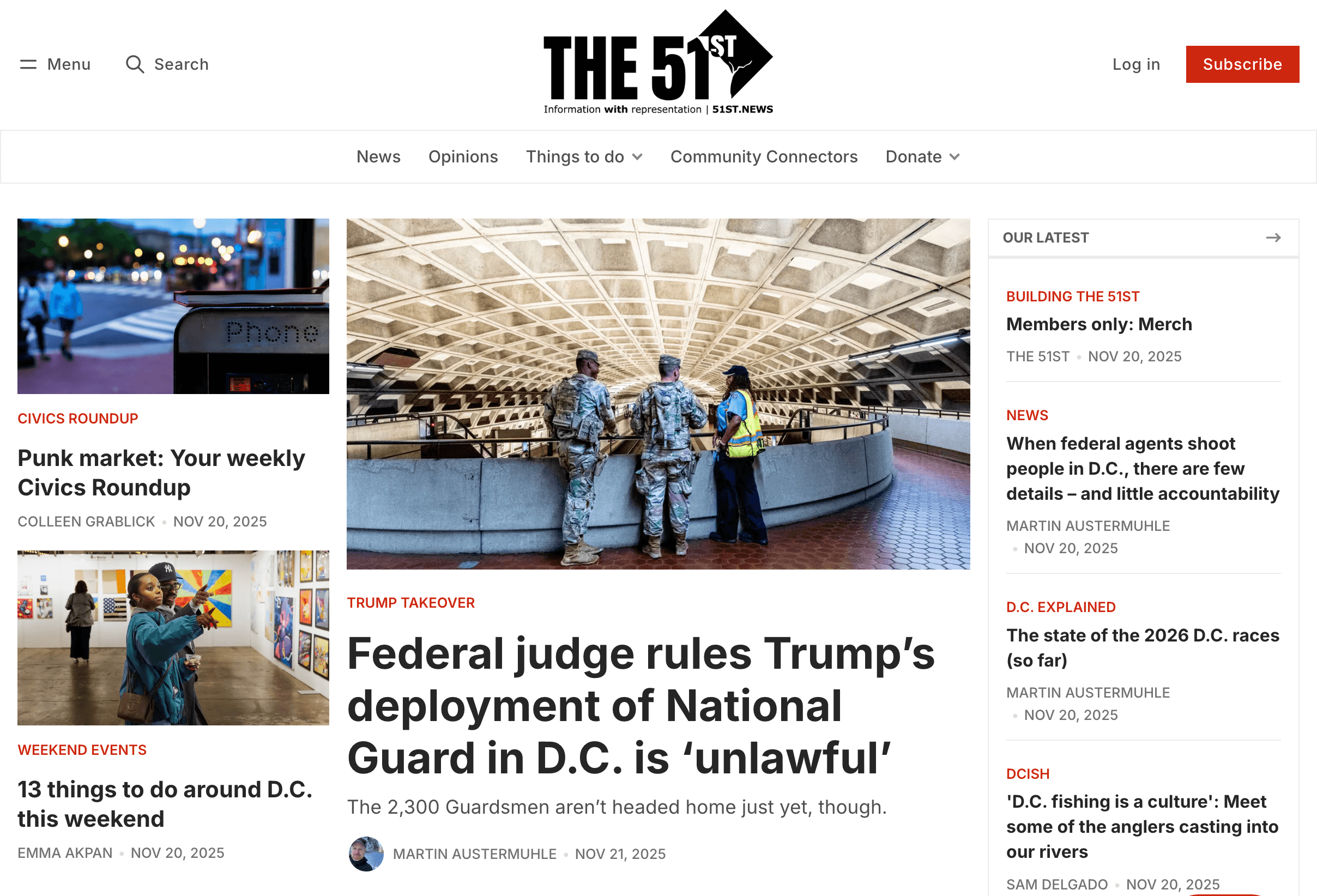 A screenshot of the homepage of 51st.news